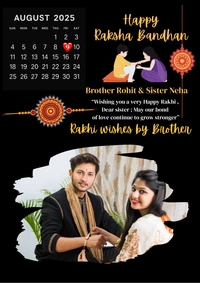RAKHI SPECIAL PHOTO FRAME , Rakhi Love Bond Frame – Personalized Calendar Edition - FREE, Black