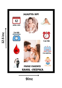 Born Baby Photo Frame (Home Decore) - Black, FREE