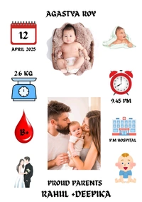 Born Baby Photo Frame (Home Decore) - Black, FREE