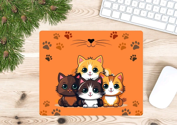 Yellow Cat Mousepad For Laptop & Computers - Tangerine, FREE