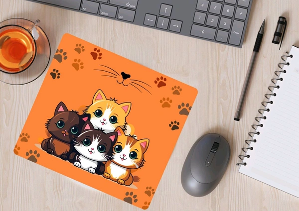 Yellow Cat Mousepad For Laptop & Computers - Tangerine, FREE