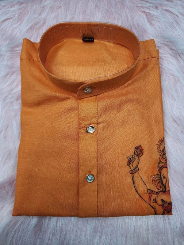 USR98 Ganpati Printed Kurta - XXL, Web Orange