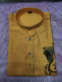 USR98 Ganpati Printed Kurta - XL, Yellow
