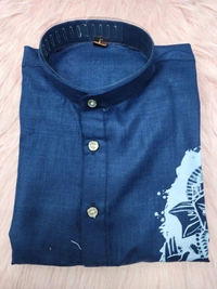 USR98 Ganpati Printed Kurta - L, Navy Blue