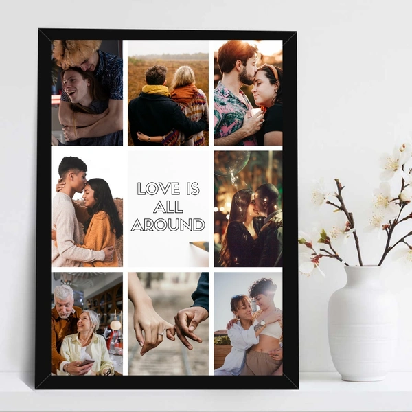 "Love Is All Around - Collage Photo Frame" ,  - Black