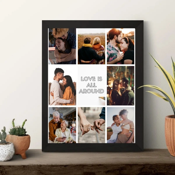 "Love Is All Around - Collage Photo Frame" ,  - Black
