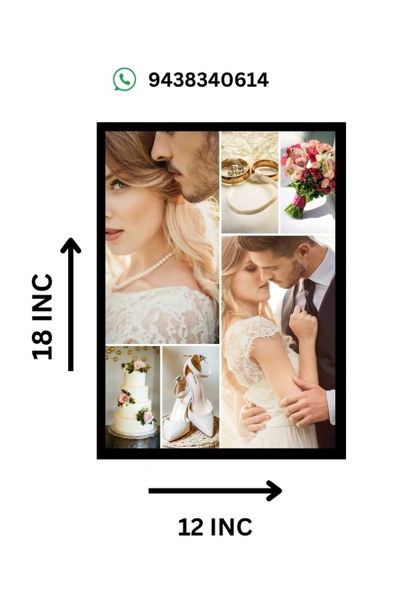 Elegant Wedding Collage Frame – 12x18 Inches - FREE, Black