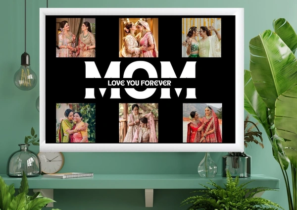 "Mom Love Forever Photo Collage Frame" - FREE, Black