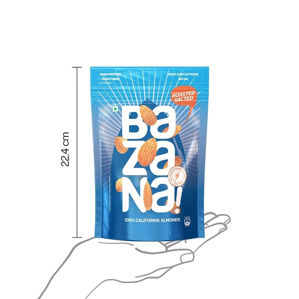 BAZANA Bazana Roasted Salted Almonds | 100% California Almonds | Not Fried, Roasted Salted Almonds | 1 Pack, 190g - 