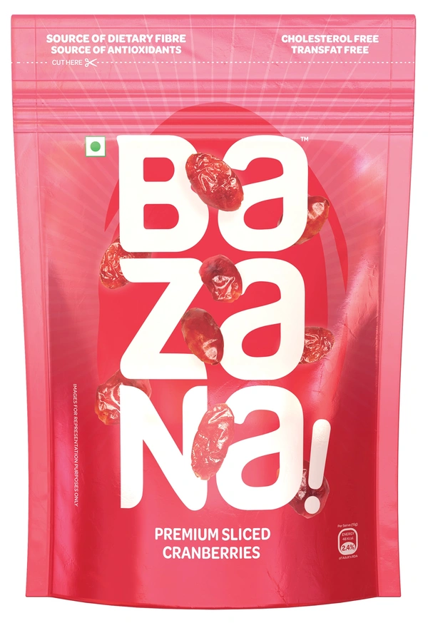 Bazana Red Gift Pack: Indulge in Delightful Crunchiness with Cranberry Slice, Roasted Salted Almonds, and Cashew Standee Packs for Pure Happiness - 
