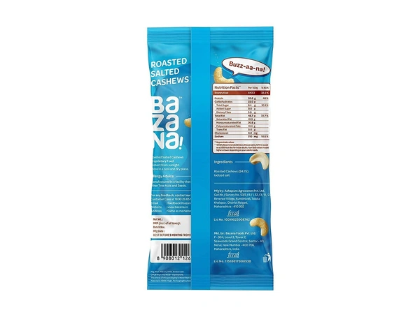 BAZANA Bazana Roasted Salted Cashews | 24 Packs of 18g Each