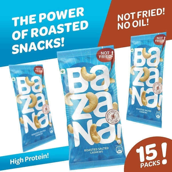 BAZANA Bazana Roasted Salted Cashews | 24 Packs of 18g Each