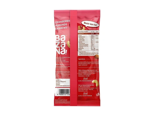 BAZANA Bazana Cranberry Fusion Trail Mix | Mixed Dried Fruits Consist of Roasted Salted Almonds, Cashews and Sliced Cranberries  - 24 Packs (18g Each)