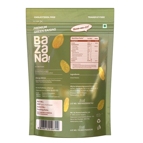 BAZANA Bazana Premium Green (250g) & Black Raisins (210g) Combo Pack