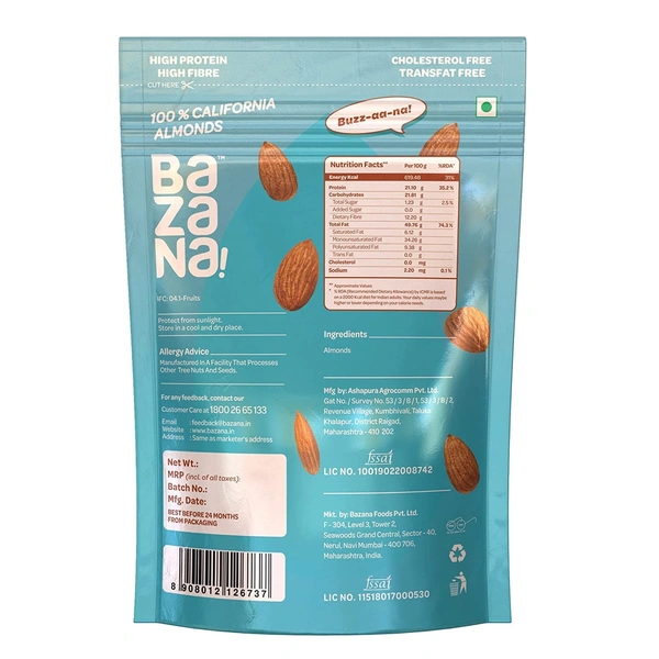BAZANA Bazana 100% California Raw Almonds & Premium Cashews Combo Pack|205g Pack of 2