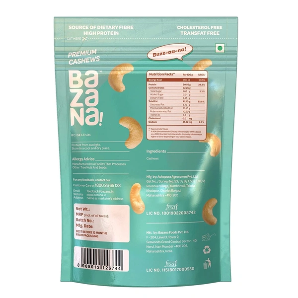 BAZANA Bazana 100% California Raw Almonds & Premium Cashews Combo Pack|205g Pack of 2