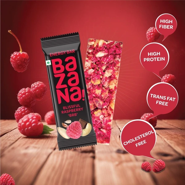 Bazana Boost Your Energy with Bazana Raspberry Energy Bars | Healthy and Delicious Snack Bars (36g x 12 Bars)