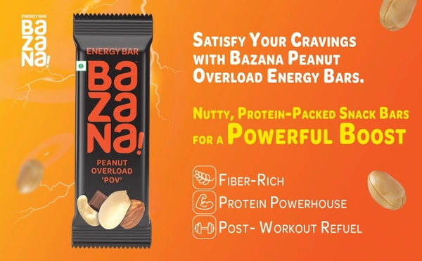 BAZANA Bazana 3 in 1 Energy Bars | Combo pack with Single Units of Peanuts Overloaded (POV), Nuts, Seeds, Fruits & Wildberries (NSFW) and Blissful Raspberry (BRB) Energy Bars | (38g x 3 Bars)