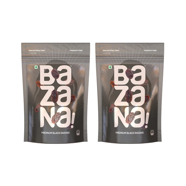 BAZANA Bazana Premium Black Raisins|Dried Grapes|210g each, Combo Pack