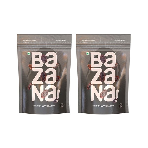 Bazana Premium Seedless Kismis: Nutritious Long Raisins - Dried Grapes Kishmish - 200g x 2 in Ziplock Pouch - Rich in Iron & Vitamin B