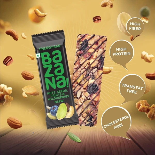 Bazana Nut Seeds Fruit & WildBerries Energy Bars - Indulge in Natural Flavors and Energize Your Day - 12 Bars