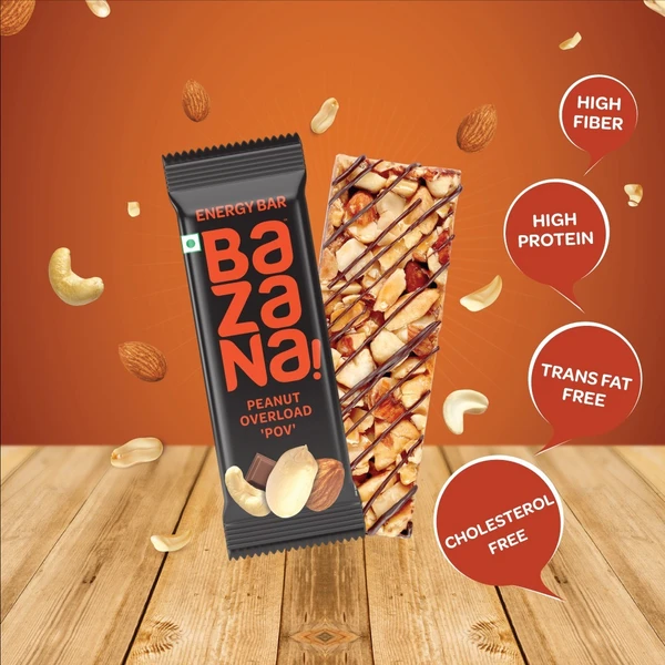 Bazana Peanut Overload Energy Bar - Revitalize Your Body with Power-Packed Nutrition - 12 Bars