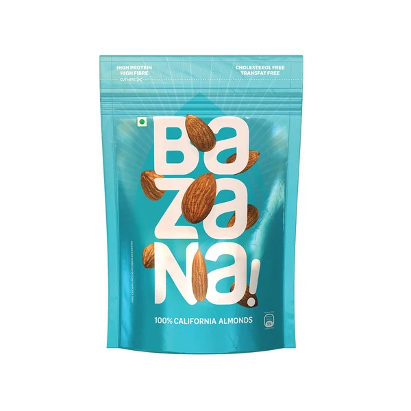 Bazana Californian Almonds - Crunch Your Way to Happiness with Healthy 100% Almonds | 200g | Snack, Dry Fruits, Badam & Nuts