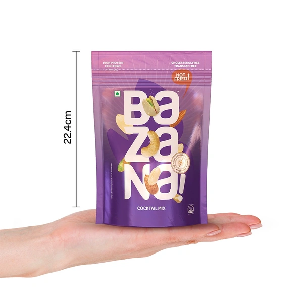 BAZANA Premium Cocktail Mix with Almonds, Cashews, Pistachios and Peanuts | 210g