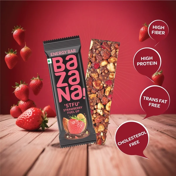 Bazana Strawberry Energy Bar - Bursting with Flavor and Nutritional Goodness for a Wholesome Boost | 36 gram x 12 pcs