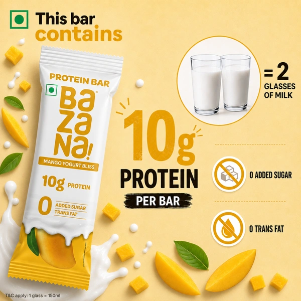 Bazana Foods Pvt Ltd Bazana Mango Yogurt Bliss Protein Bars - Pack of 6 (240g)