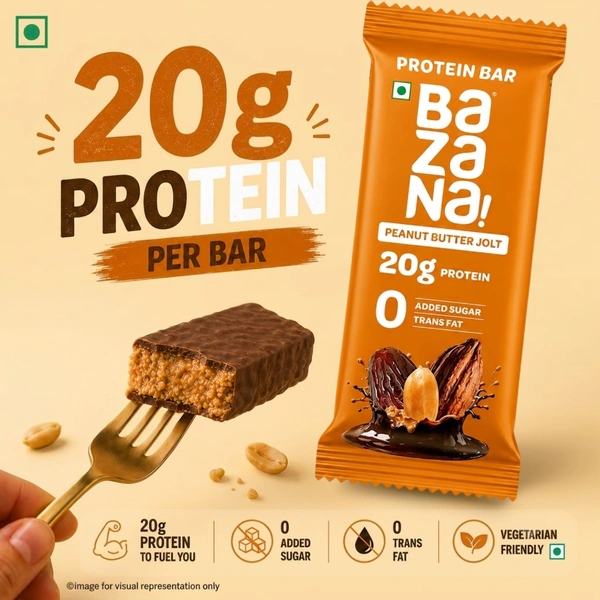 Bazana Foods Pvt Ltd Bazana Peanut Butter Jolt Protein Bars - Pack of 6 (396g)