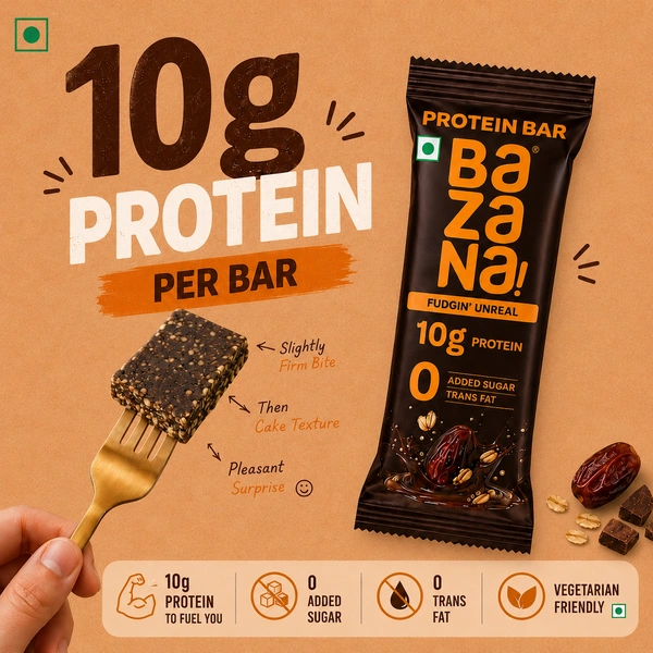 Bazana Foods Pvt Ltd Bazana Fudgin' Unreal Protein Bars - Pack of 12 (480g)