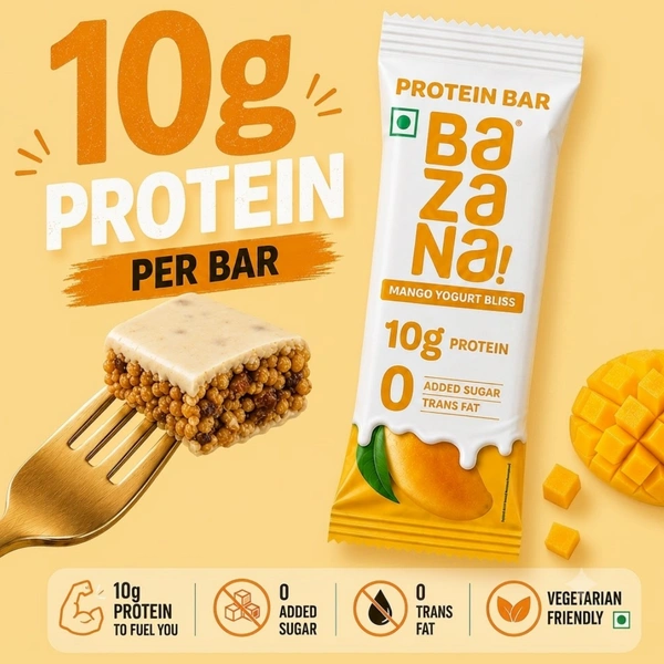 Bazana Foods Pvt Ltd Bazana Mango Yogurt Bliss Protein Bars - Pack of 6 (240g)