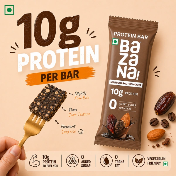 Bazana Foods Pvt Ltd Bazana Main Character Mocha Protein Bar - 40g