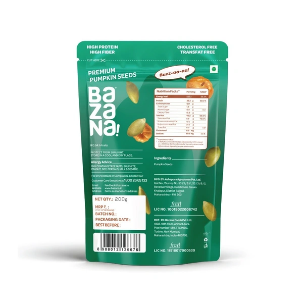 Bazana Foods Pvt Ltd Bazana Premium Pumpkin Seeds - 200g