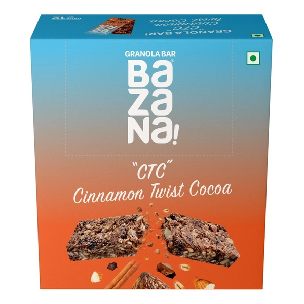 BAZANA Bazana Cinnamon Twist Delight Cocoa (CTC) Granola Bar (Pack of 12) 36g each