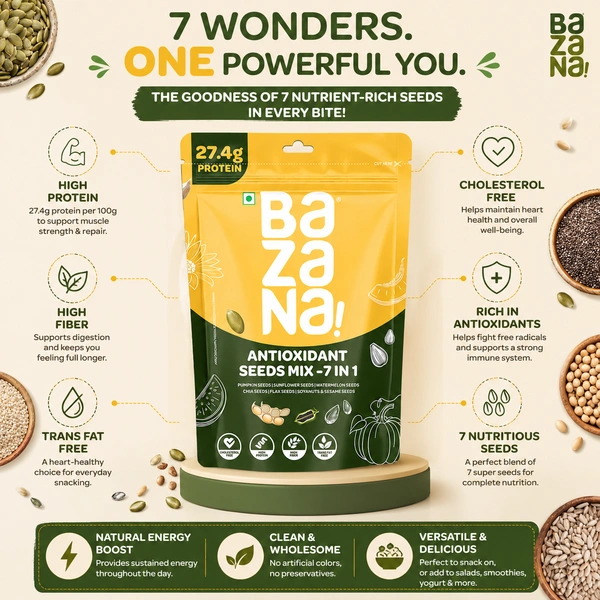 Bazana Foods Pvt Ltd Bazana 7-in-1 Antioxidant Seeds Mix - 200g