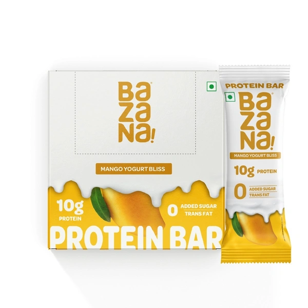 Bazana Foods Pvt Ltd Bazana Mango Yogurt Bliss Protein Bars - Pack of 6 (240g)