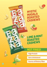 BAZANA Zesty Delight For Your Tastebuds - Roasted Lime & Mint Cashews – Irresistibly Tangy And Refreshing Snack, Pack Of 15 (15g Each) - Red