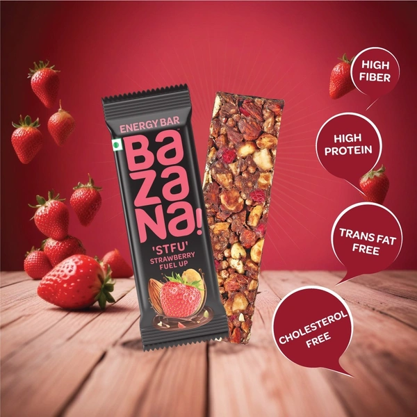 BAZANA Bazana 6 in 1 Energy Bars | Combo pack with Single Units of Peanuts (POV), Nuts, Seeds, Fruits & Wildberries (NSFW), Raspberry (BRB), Strawberry (STFU), Pomegranate (NP) & Mocha (DM) Energy Bars | (38g Pack of 6 Assorted Bars)