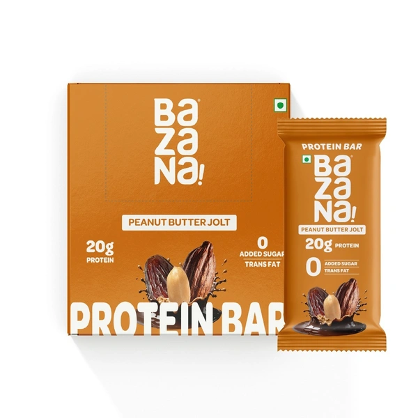 Bazana Foods Pvt Ltd Bazana Peanut Butter Jolt Protein Bars - Pack of 12 (792g)