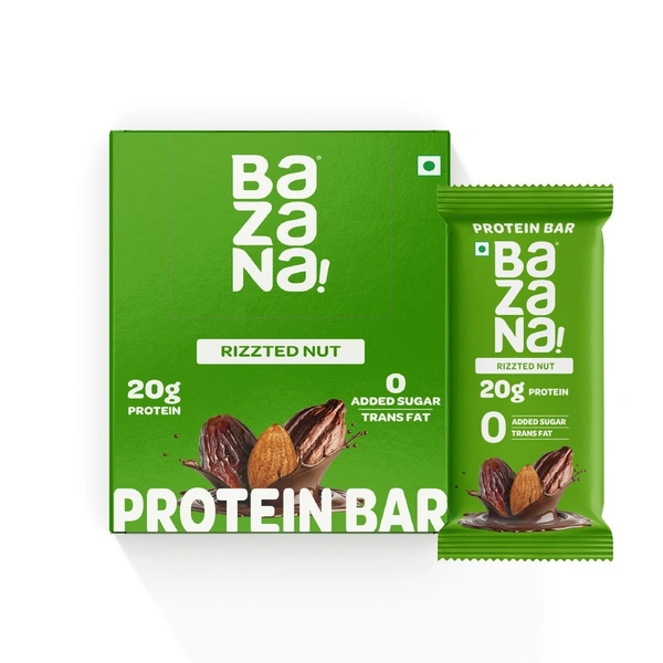 Bazana Foods Pvt Ltd Bazana Rizzted Nuts Protein Bars - Pack of 6 (396g)
