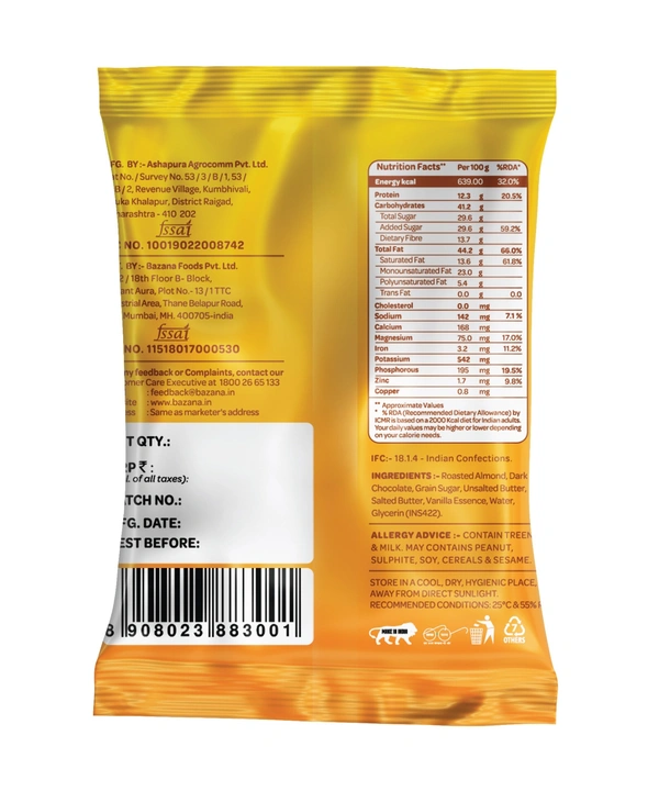 BAZANA Almonds Brittle 256g Pack | 16g Pack of 16