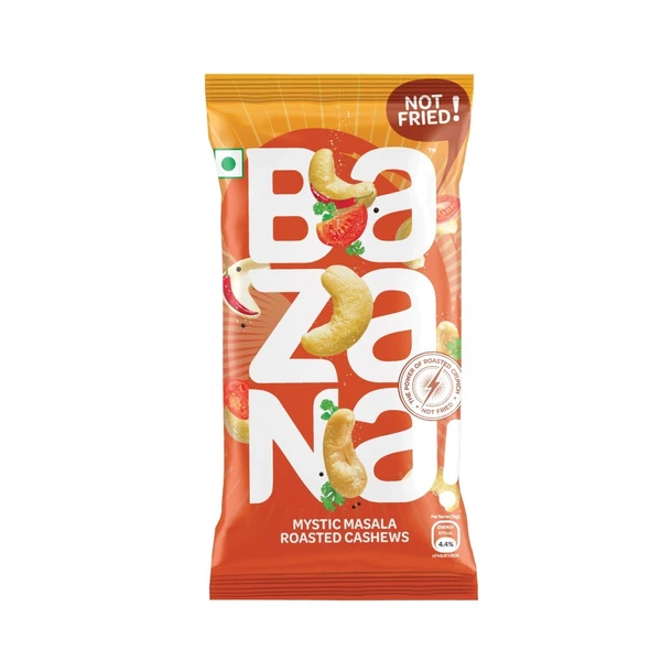 BAZANA Premium Mystic Masala Cashews: Nutrient-Rich 15g Pack, Pack of 15 - A Tempting Delight for Your Taste Buds! - 