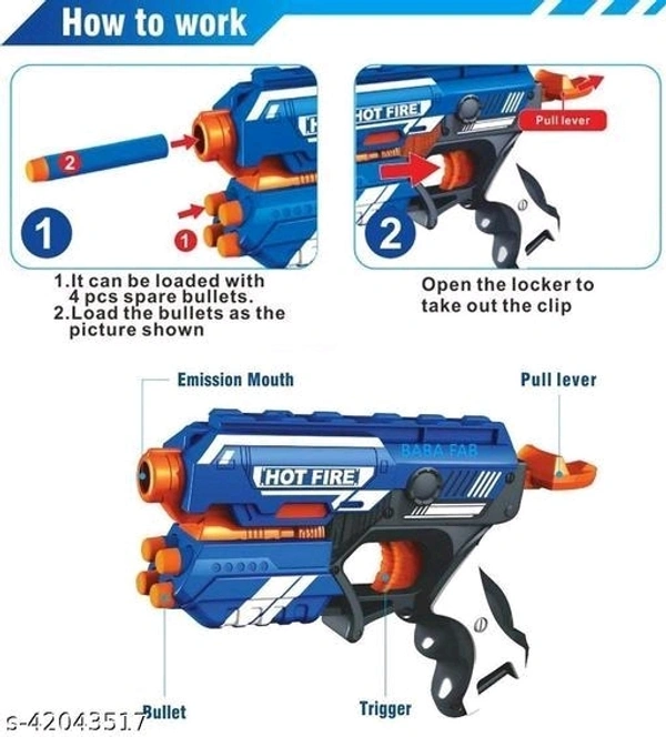  toy gun with foam bullets and suction darts and kids. Have a great - Blue
