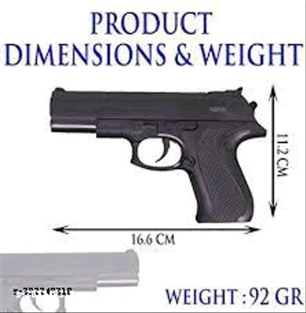 gun toy (pack of 1)Name: gun toy (pack of 1)Net Quantity (N): 1Wipe out the opposition with this Pubg Pistol Gun that has a quick-fire action. It is a super exciting and super cool shooting fun for the whole family. Easy to Reload Insert Bullets in Magazine. You can reload this toy gun conveniently and resume shooting without much delay and suppress your opposition. Compact Size to