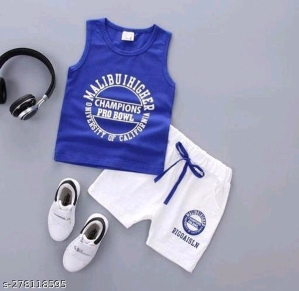CHAMPIONS BOY 100Name: CHAMPIONS BOY 100Top Fabric: Hosiery CottonBottom Fabric: Hosiery CottonSleeve Length: SleevelessTop Pattern: PrintedBottom Pattern: SolidNet Quantity (N): SingleAdd-Ons: No Add OnsSizes:2-3 Years, 3-4 Years, 4-5 YearsCountry of Origin: India - 2