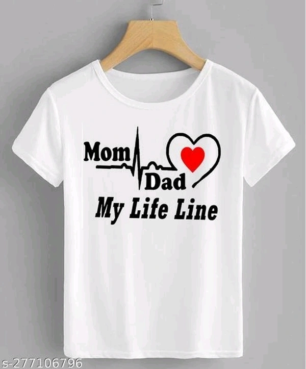 Mom dad Lifeline Tshirt For kids Name: Mom dad Lifeline Tshirt For kids Fabric: PolyesterSleeve Length: Short SleevesPattern: PrintedNet Quantity (N): SingleSizes: 1-2 Years, 2-3 Years, 3-4 Years, 4-5 Years, 5-6 Years, 6-7 Years, 7-8 Years, 8-9 Years, 9-10 Years, 10-11 Years, 11-12 Years, 12-13 Years, 13-14 Years, 14-15 Years, 15-16 YearsCountry of Origin: India - 6