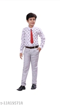3 piece boys suit set of waistcoat pant and shirt for 2-11 years kids clothing setName: 3 piece boys suit set of waistcoat pant and shirt for 2-11 years kids clothing setTop Fabric: Cotton BlendBottom Fabric: Jute CottonSleeve Length: Long SleevesTop Pattern: CheckedBottom Pattern: SolidNet Quantity (N): SingleAdd-Ons: WaistcoatSizes:12-18 Months (Top Chest Size: 22 in, Top Length  - 7