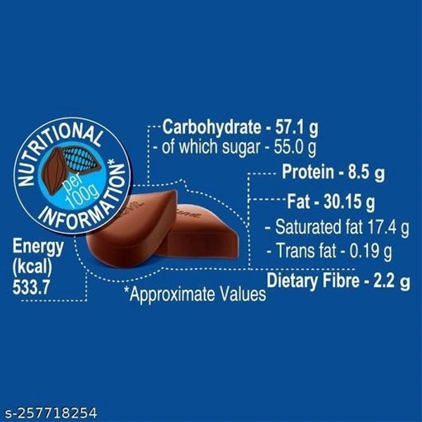 LuvIt Dairy Rich Chocolates Bar | Combo Pack of Milk, Fruit & Nut, Roasted Almond | Pack of 6 - 132gName: LuvIt Dairy Rich Chocolates Bar | Combo Pack of Milk, Fruit & Nut, Roasted Almond | Pack of 6 - 132gFSSAI License Number: 10014043001056Shelf life (Best Before): 12 MonthsNet Quantity (N): 6Veg/NonVeg: VegWeight: 450gmLuvIt brings to you irresistibly smooth & rich chocolate ran